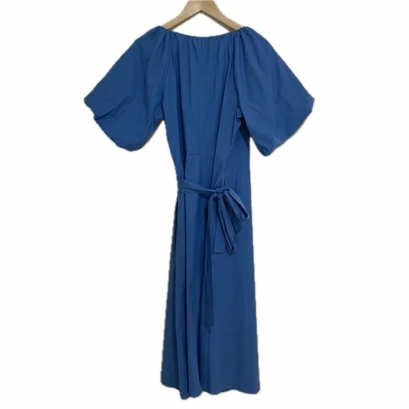 Reformation “Olea” Puff Sleeve Wrap Dress in Dusk Blue – Size Large (NWT) - Picture 6 of 14